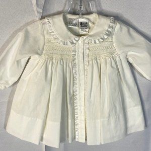 Sarah Louise England Baby Dress Hand Smocked Lined  Button Front Never Worn